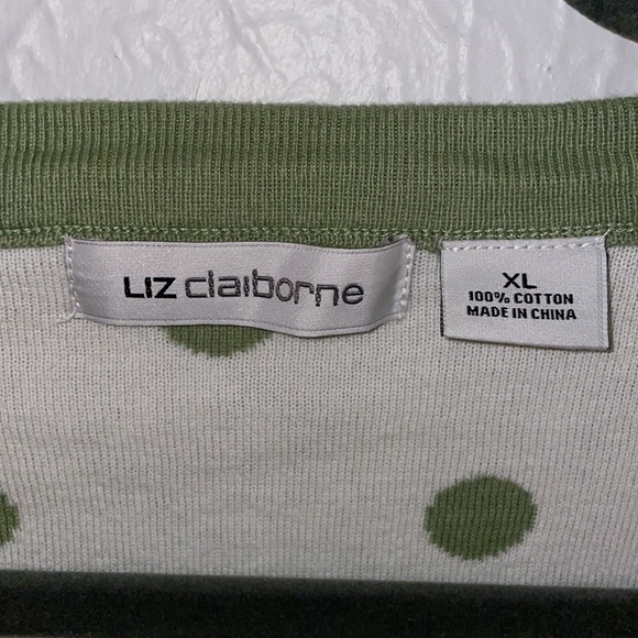 Liz Claiborne 2 Button Closure Cardigan Polka Dot Green XL - Picture 3 of 7